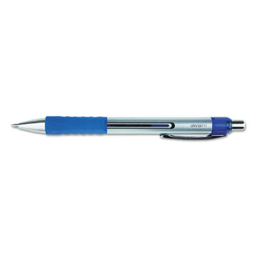 Universal™ Comfort Grip Gel Pen, Retractable, Medium 0.7 Mm, Blue Ink, Silver Barrel, Dozen freeshipping - TVN Wholesale